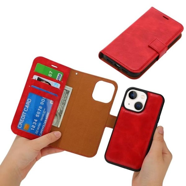 iPhone 15 Plånboksfodral 2-in-1 Detachable - Röd