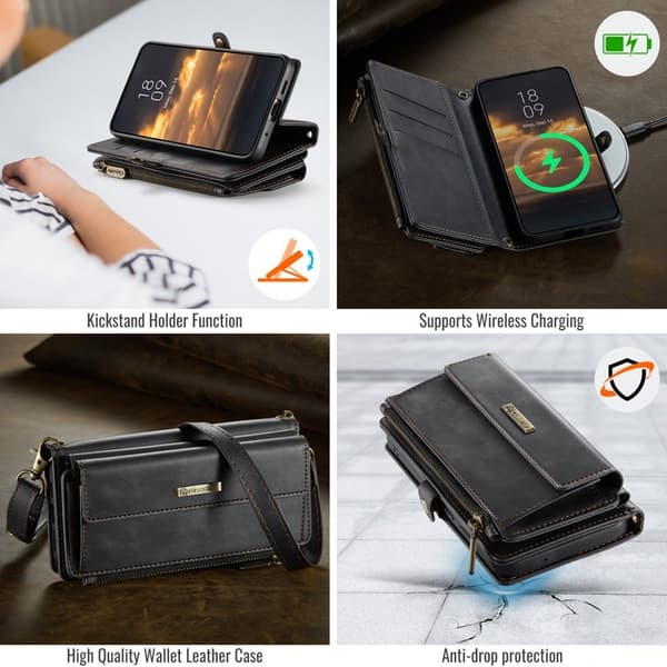 CASEME Konstläder Plånboksfodral för Samsung Galaxy S20 4G/5G - Svart