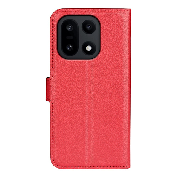 AMORUS OnePlus 15 Konstläder Plånboksfodral Litchi Shockproof Röd