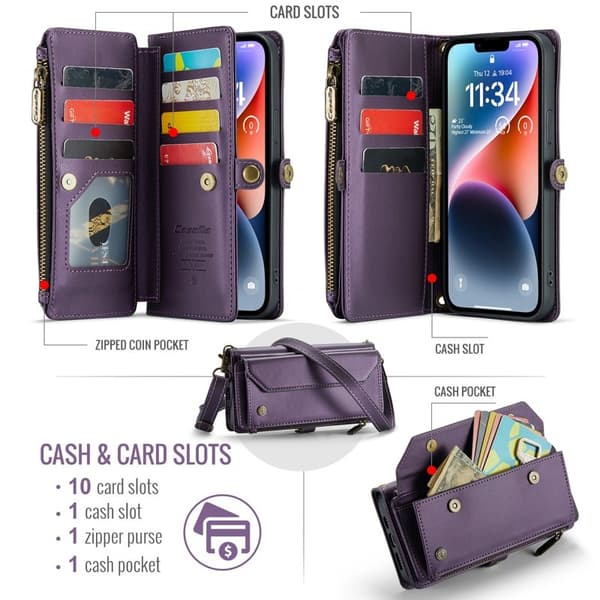 CASEME Plånboksfodral Konstläder till iPhone 14 Plus - Lila