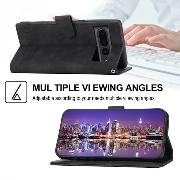 DIERFENG DF-03 Plånboksfodral för Google Pixel 7 Pro - Konstläder - Svart