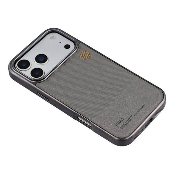 KIGC Mobilskal till iPhone 17 Pro Electroplating PC + TPU + PU - Grå Grå