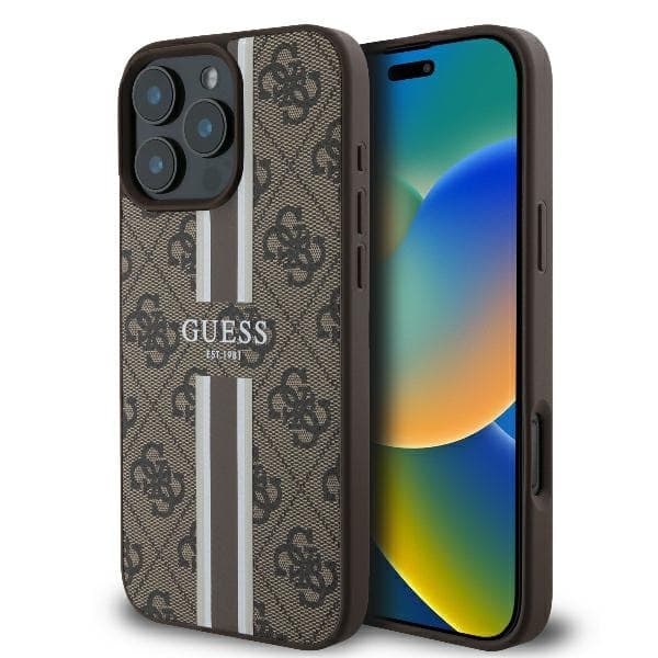 Guess Mobilskal till iPhone 16 Pro Max MagSafe 4G Printed Stripes - Brun Brun