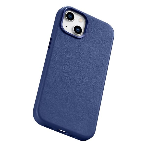 iCarer iPhone 14 Skal MagSafe Ægte Læder - Blå