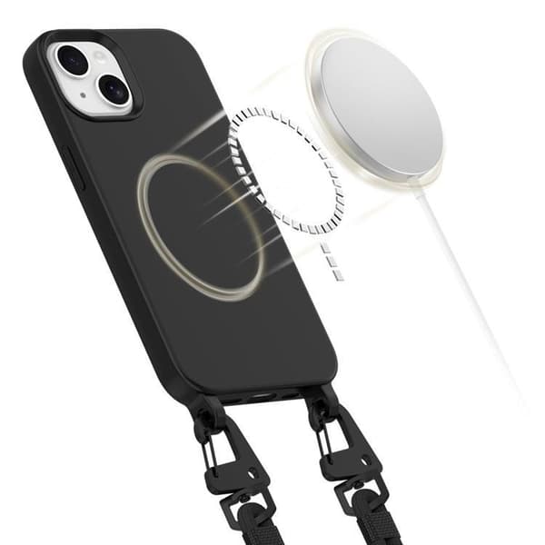 Tech-Protect iPhone 15 mobiltelefon halskædebetræk Magsafe Maghalskæde Svart