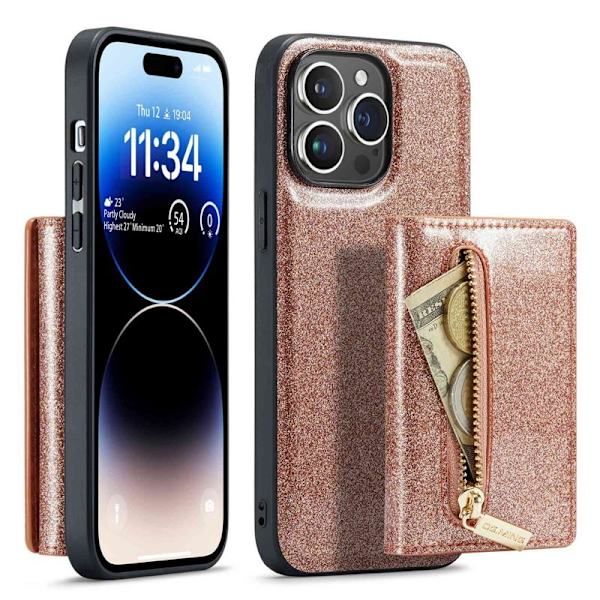 DG.MING M3 Series Mobilskal till iPhone 14 Pro 2-i-1 Glittrig Roséguld