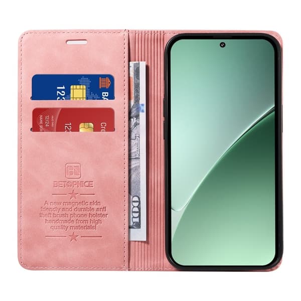BETOPNICE 003 för Xiaomi 15 Pro Plånboksfodral Konstläder - Rosa