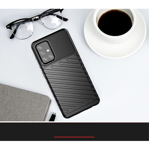 Thunder Twill Texture Mobilskal Galaxy A72 5G - Sort Black