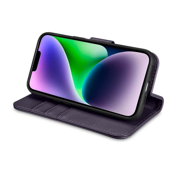 iCarer iPhone 14 Plus Plånboksfodral 2in1 Anti-RFID - Mörklila