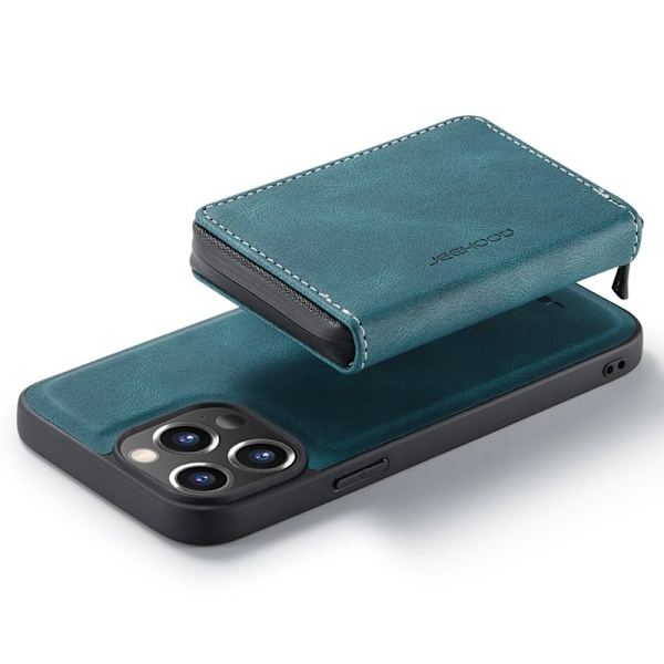 JEEHOOD Shockproof Case iPhone 14 Pro Max Konstläder Plånboksfodral Blå