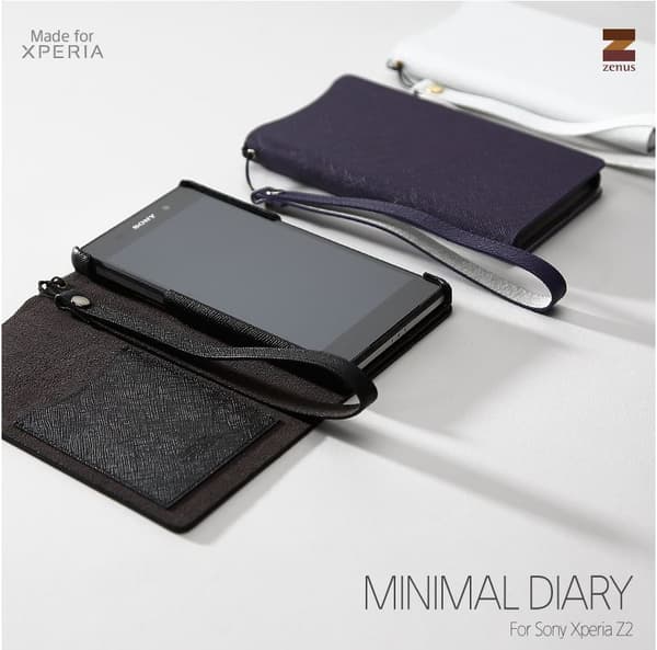 Zenus Minimal Diary Väska till Sony Xperia Z2 - Svart Svart