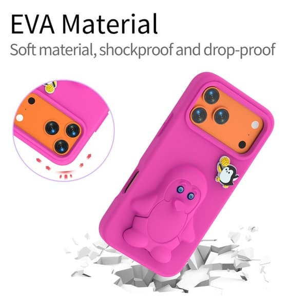 Penguin Mobilskal till iPhone 17 Pro Kickstand Stöttålig EVA - Rosa