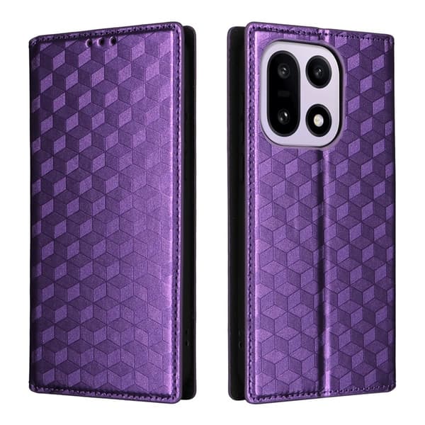OnePlus 15 Plånboksfodral Rhombus Imprinted Konstläder - Lila Lila