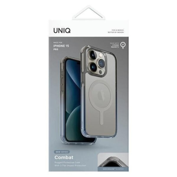 UNIQ iPhone 15 Pro Max mobiilikotelo Magsafe Combat Duo - sininen/harmaa