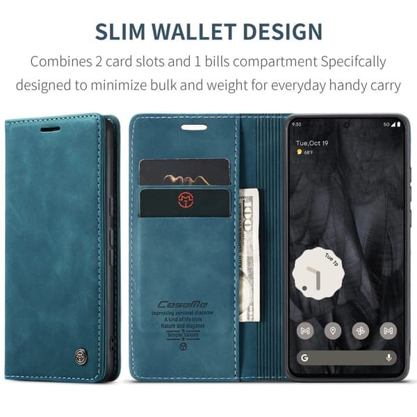 CASEME 013 Series Google Pixel 8 Pro Plånboksfodral Konstläder Blå