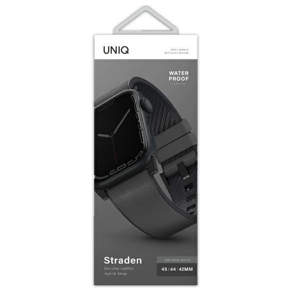 UNIQ Straden Apple Watch Läder 42/44/45mm - Grå Grå
