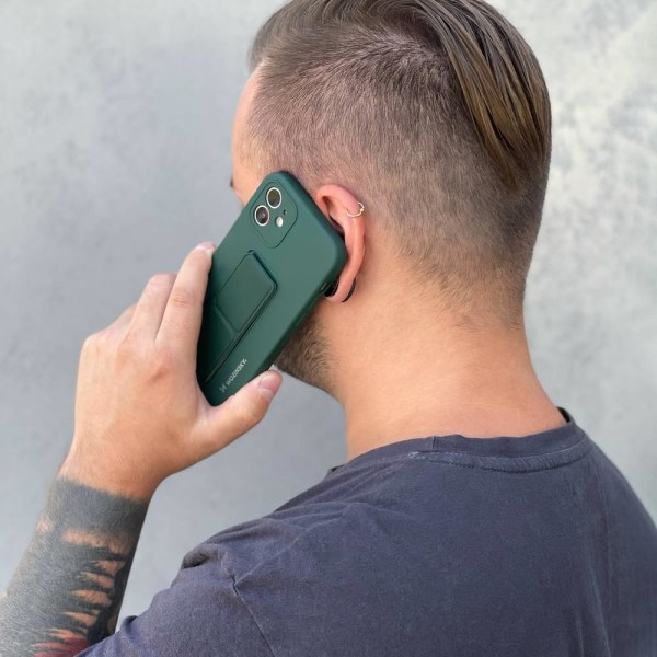 Wozinsky Kickstand Silikone Cover til iPhone 12 - Mørkegrøn Green