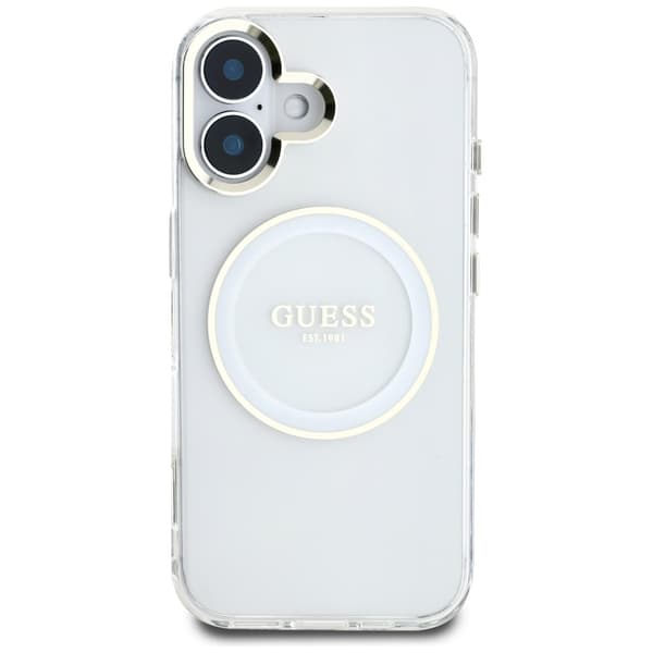 Guess Mobilskal till iPhone 16 MagSafe IML Metal Colored Circle - Vit