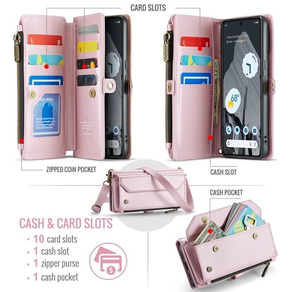CASEME Plånboksfodral Konstläder till Google Pixel 8 Pro - Rosa