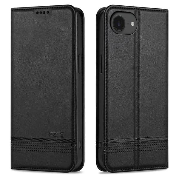 AZNS iPhone 16e Plånboksfodral Konstläder - Svart