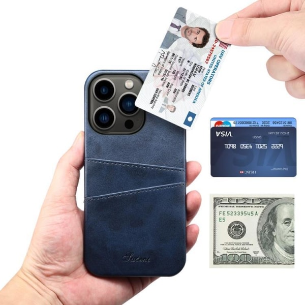 SUTENI iPhone 14 Pro Case Kortholder - Blå