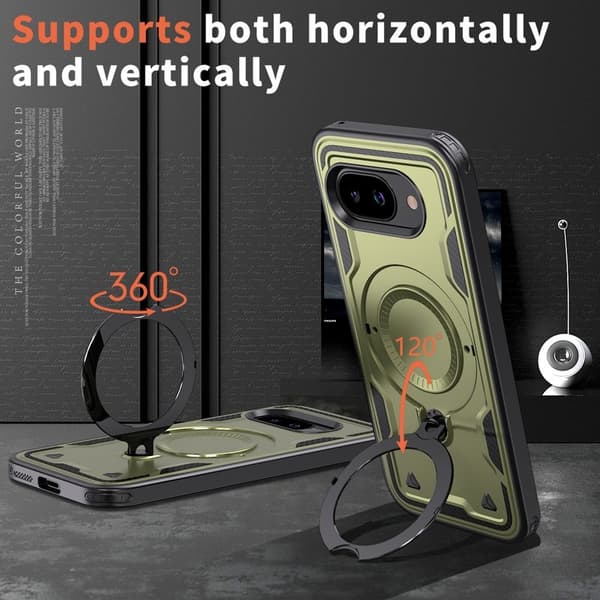 Mobilskal till Google Pixel 9a Plast Militärskydd Kickstand - Olivgrön
