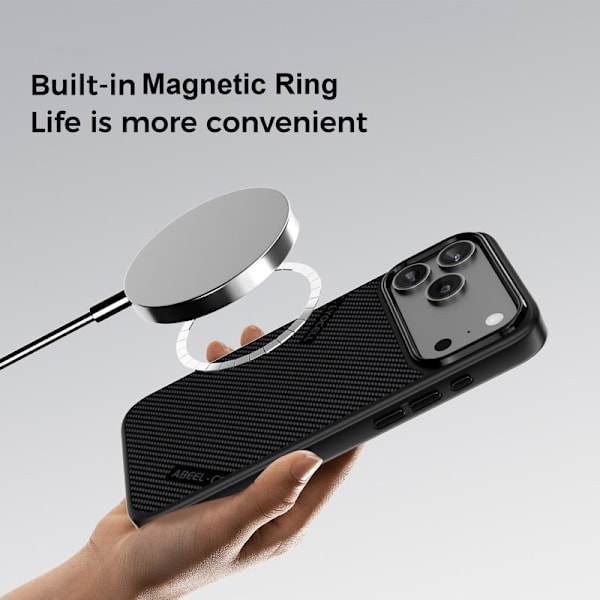 ABEEL CF-Lyocell Mobilskal till iPhone 17 Pro Max MagSafe Microfiber Grå