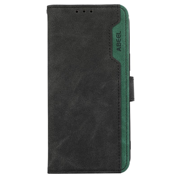 ABEEL iPhone 15 Plus Konstläder Plånboksfodral RFID-Skydd Svart