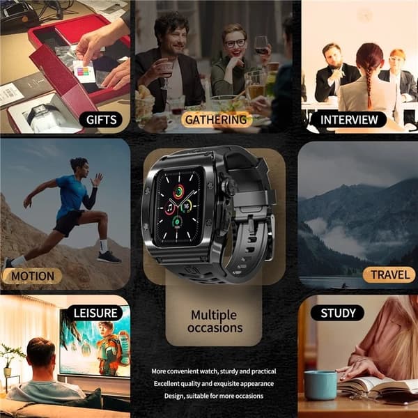 SHELLBOX Apple Watch 44mm 2022 Armband Silikon Metal - Svart