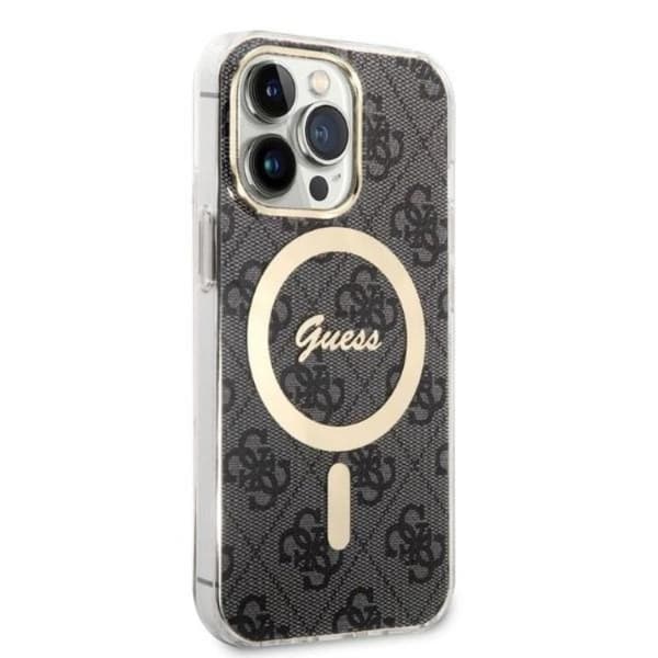 Guess iPhone 13 Pro Max Magsafe Skal 4G Print + Trådløs Oplader Black