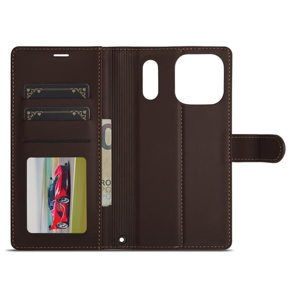 LC.IMEEKE L2 Series iPhone 17 Pro Plånboksfodral Konstläder - Brun