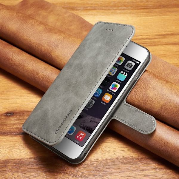 DG.MING Retro Plånboksfodral Konstläder för iPhone 6s Plus - Grå