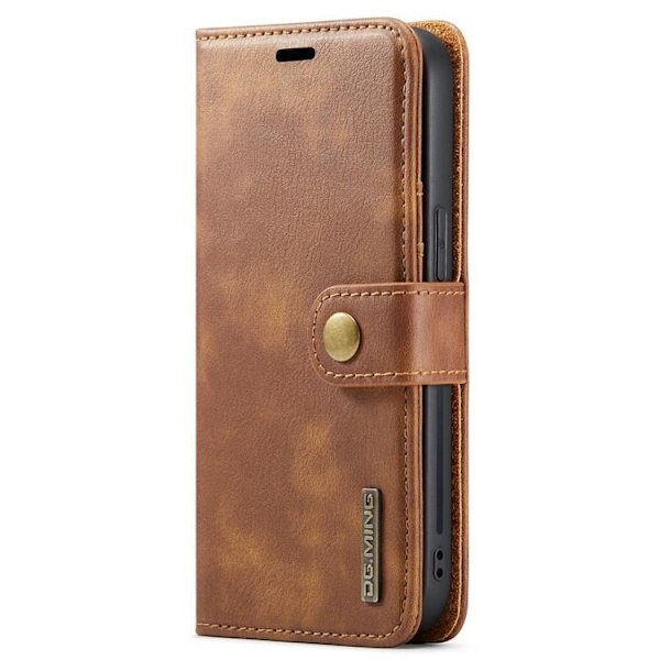 DG.MING iPhone 15 Plus Plånboksfodral Äkta Läder 2in1 - Brun