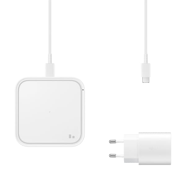 Samsung 15W Trådløs Oplader + Vægoplader - Hvid Vit
