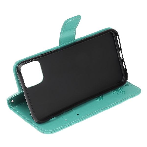Imprint Läder Plånboksfodral iPhone 12 Pro Max - Cyan