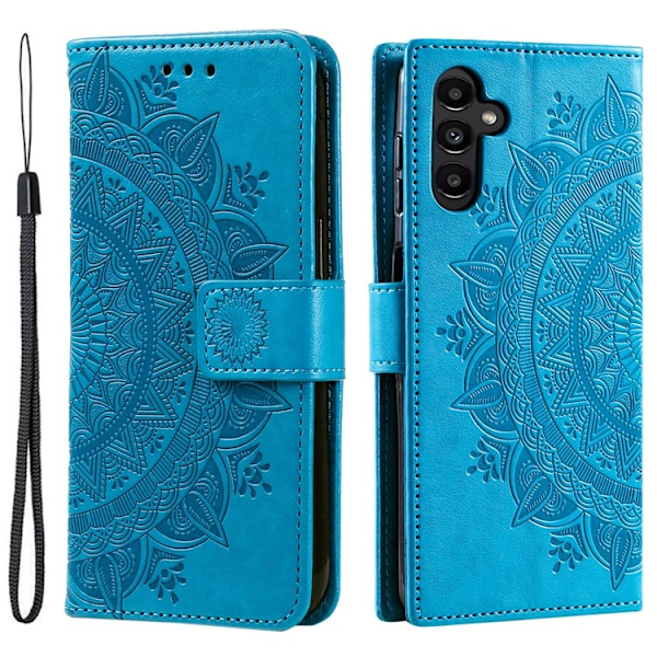 Galaxy A24 4G Plånboksfodral Imprinted Mandala Flower - Blå Blå