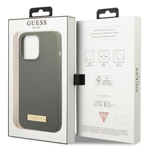 Guess iPhone 13 Pro Max Cover MagSafe Silikone Logo Plade - Grå