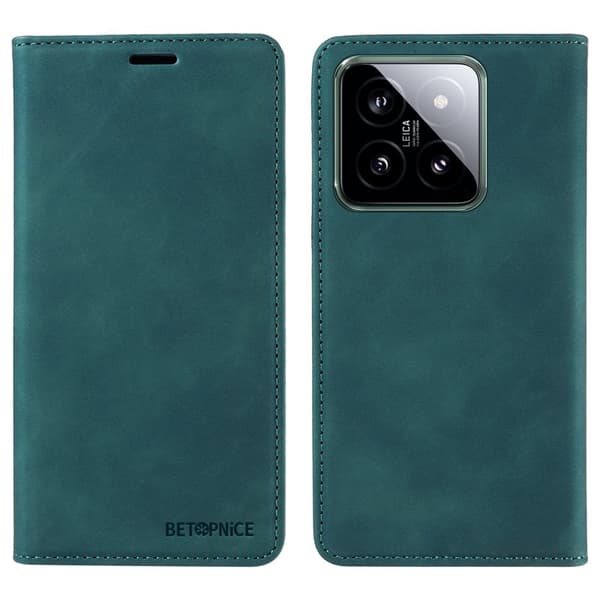 BETOPNICE 003 för Xiaomi 14 Konstläder Plånboksfodral RFID-Skydd - Grön