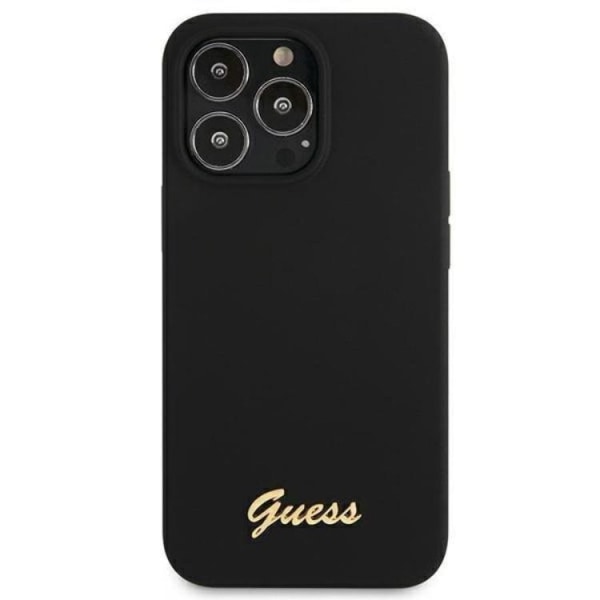 Guess iPhone 13 Pro Skal Magsafe Silicone Script Kulta Logo - Musta