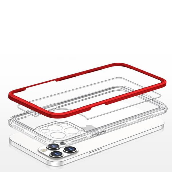 iPhone 12 Pro Max -kuori Clear 3in1 - Punainen Röd