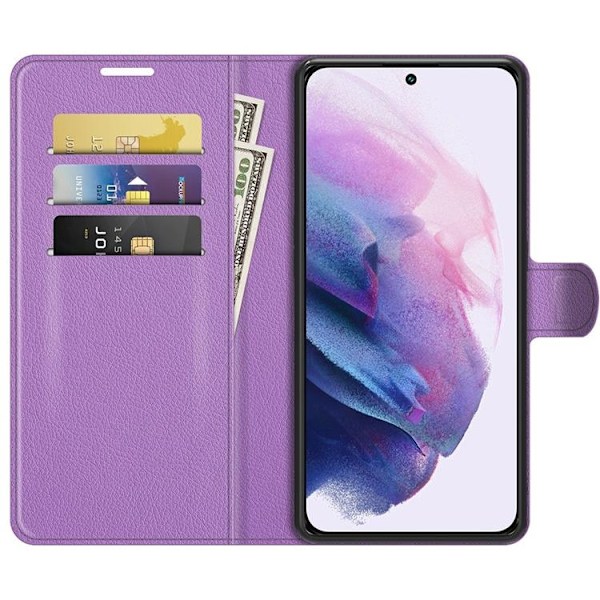 Litchi Magnetic Fodral Galaxy S22 Plus 5G - Lila