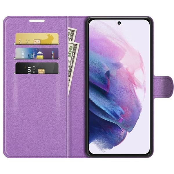 Litchi Magnetisk Etui Galaxy S22 Plus 5G - Lilla Lila