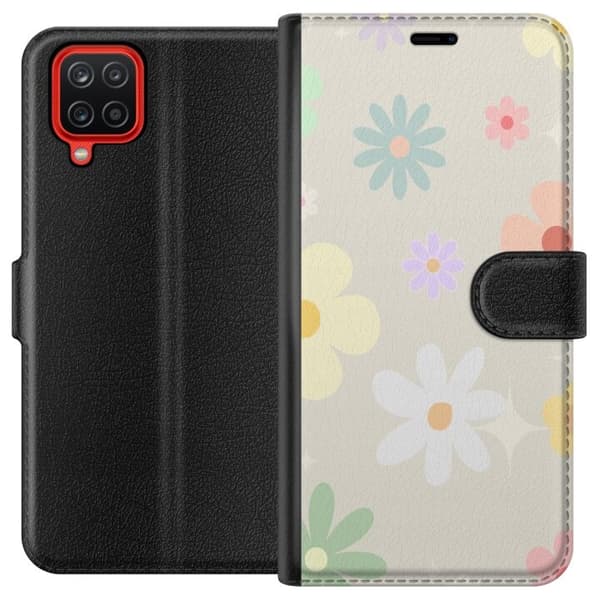 Plånboksfodral till Samsung Galaxy A12 med fejdande blommor