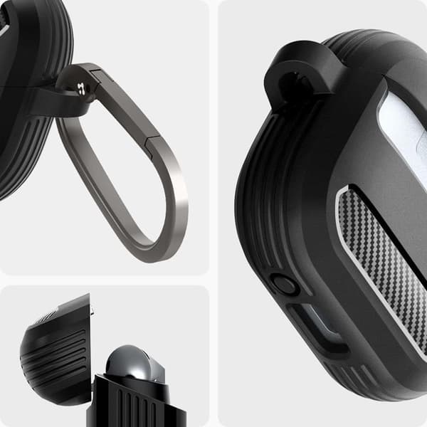 Spigen Galaxy Buds 3/3 Pro Etui Rugged Armor - Sort Svart