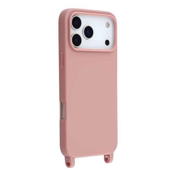 Mobilskal till iPhone 17 Pro Max TPU Shockproof med Lanyard - Djuprosa Rosa
