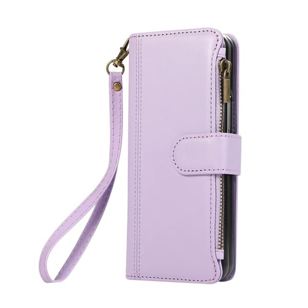 Galaxy Z Fold 7 Plånboksfodral Multi Zipper Läder - Lila Lila