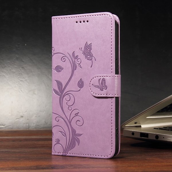 OnePlus 15 Plånboksfodral Flower Pattern Konstläder Lila