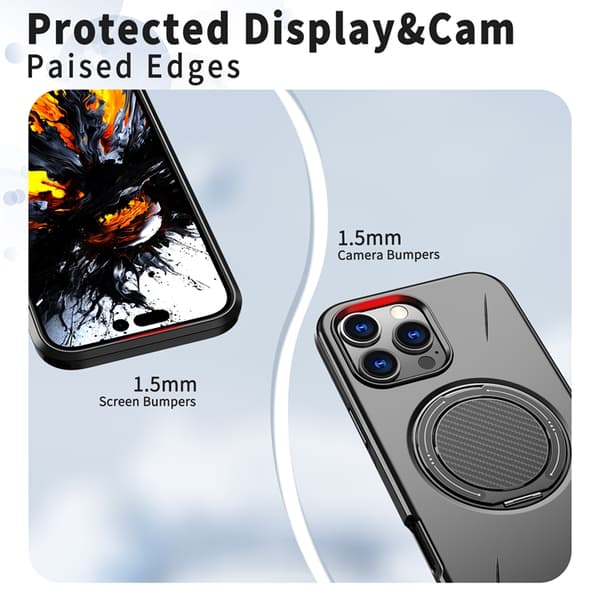 Mobilskal till iPhone 16 Pro MagSafe Rotating Kickstand TPU + PC Svart