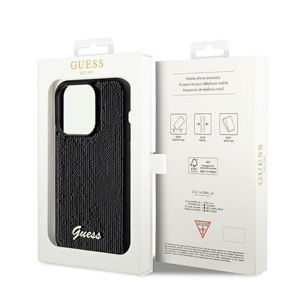 Guess iPhone 14 Pro Mobilskal Disco Script Metal - Svart Svart