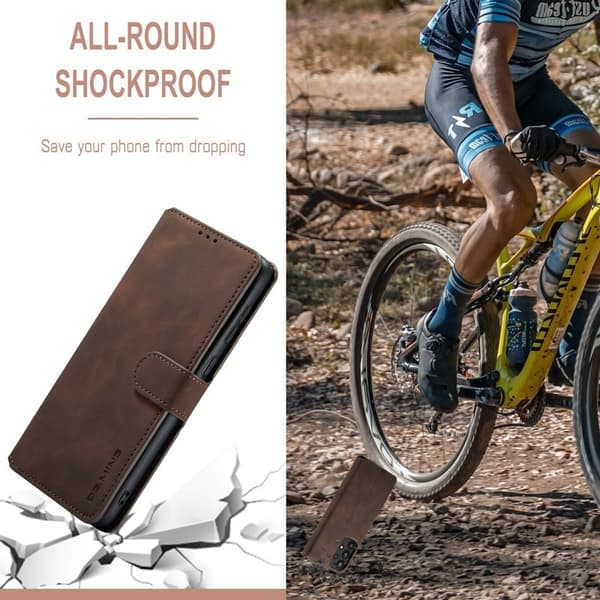 DG.MING Samsung Galaxy A33 5G Konstläder Plånboksfodral Retro Brun